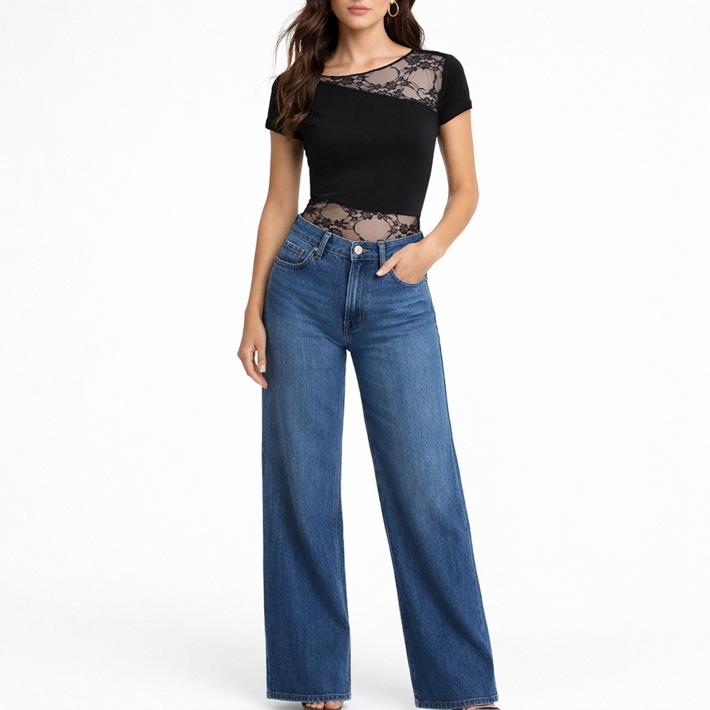 Asymmetrical Lace Bodysuit NWT
